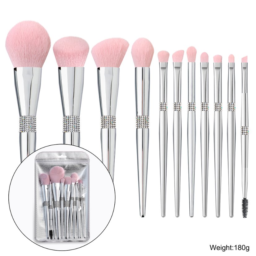 Daily brush set Makeup Brush Set, 11PCS Silver Glitter Crystal Make Up Brush