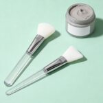 Face Mask Brush Mask Application Brush, Soft Silicone Fan Shape White Brush Head Cosmetic Tool for Body Lotion, Mud, Clay, Charcoal Mixed Mask